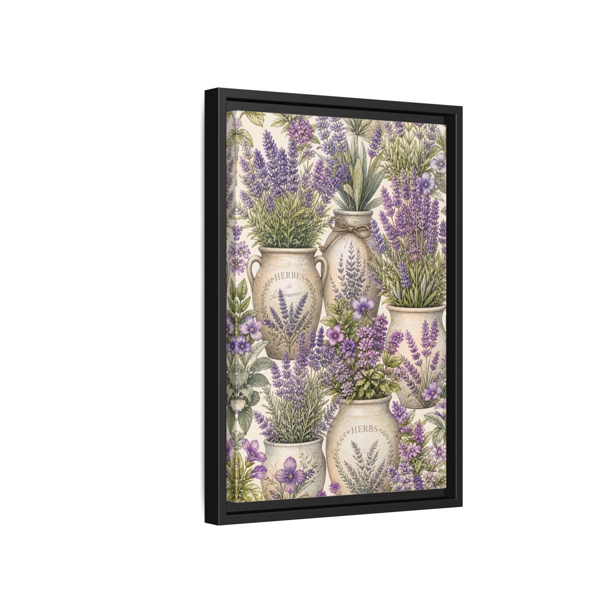 Side Mockup 6. Floral Lavender Purple Lavender shown as framed canvas print