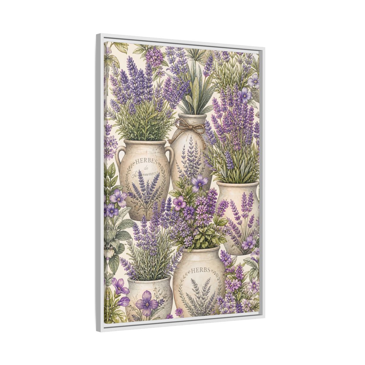 Side Mockup 9. Floral Lavender Purple Lavender shown as framed canvas print