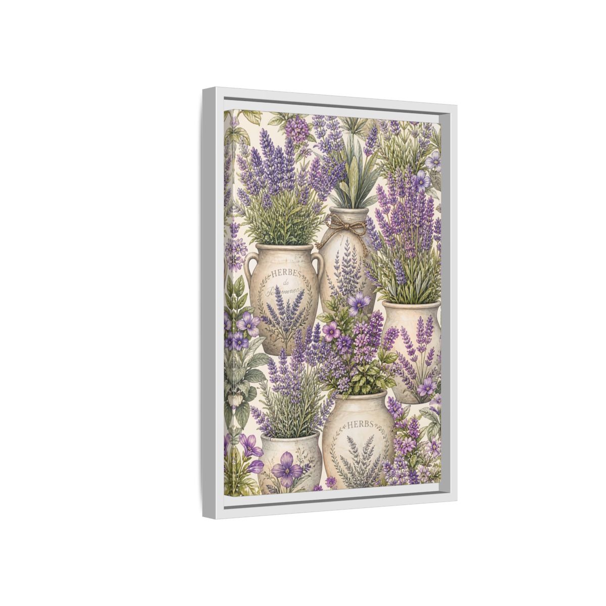 Side Mockup 4. Floral Lavender Purple Lavender shown as framed canvas print