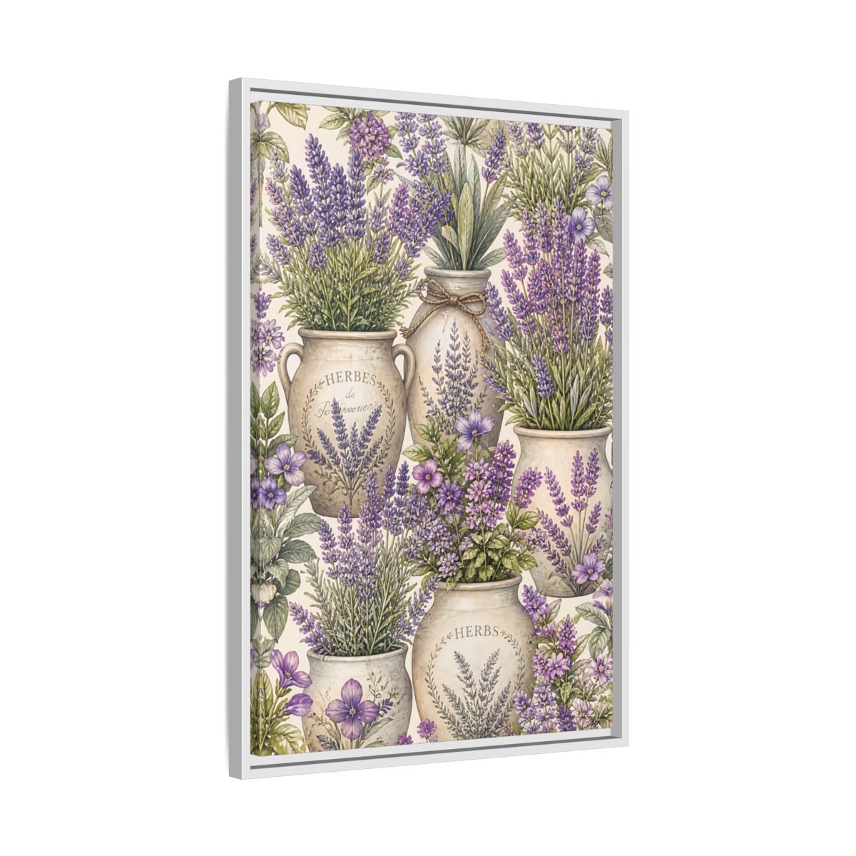 Side Mockup 10. Floral Lavender Purple Lavender shown as framed canvas print