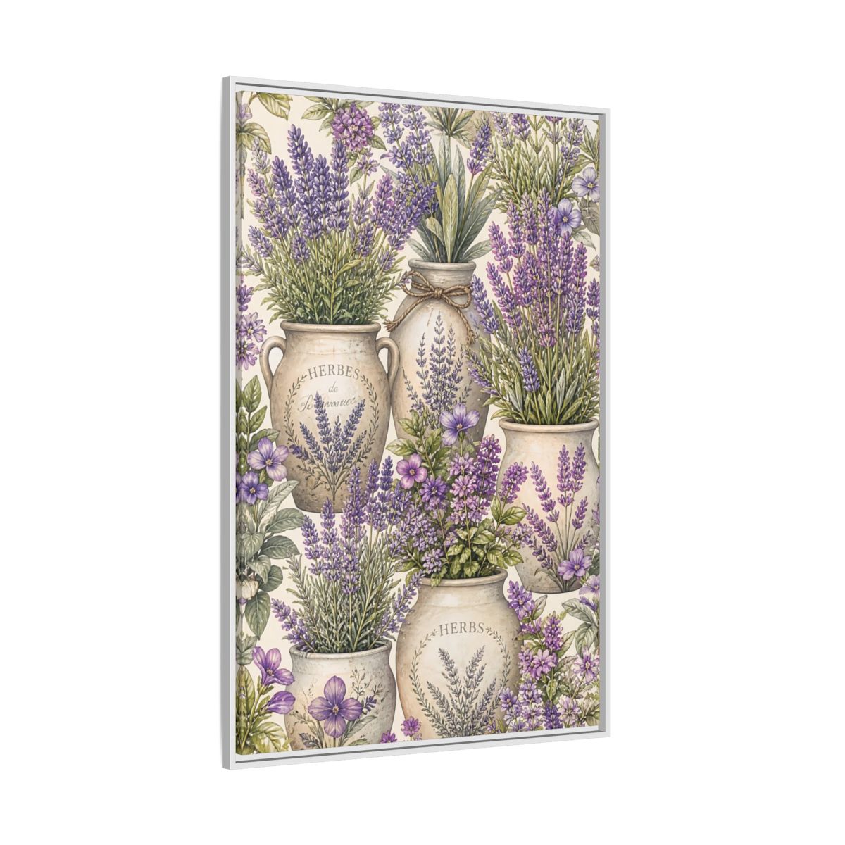 Side Mockup 7. Floral Lavender Purple Lavender shown as framed canvas print