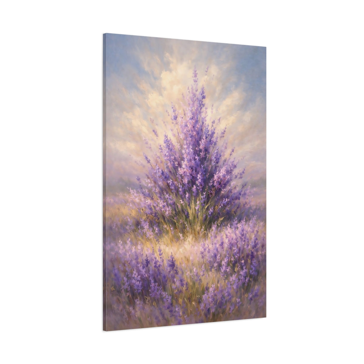 Main Mockup. Floral Lavender Purple Lavender Field shown as stretched canvas wall art