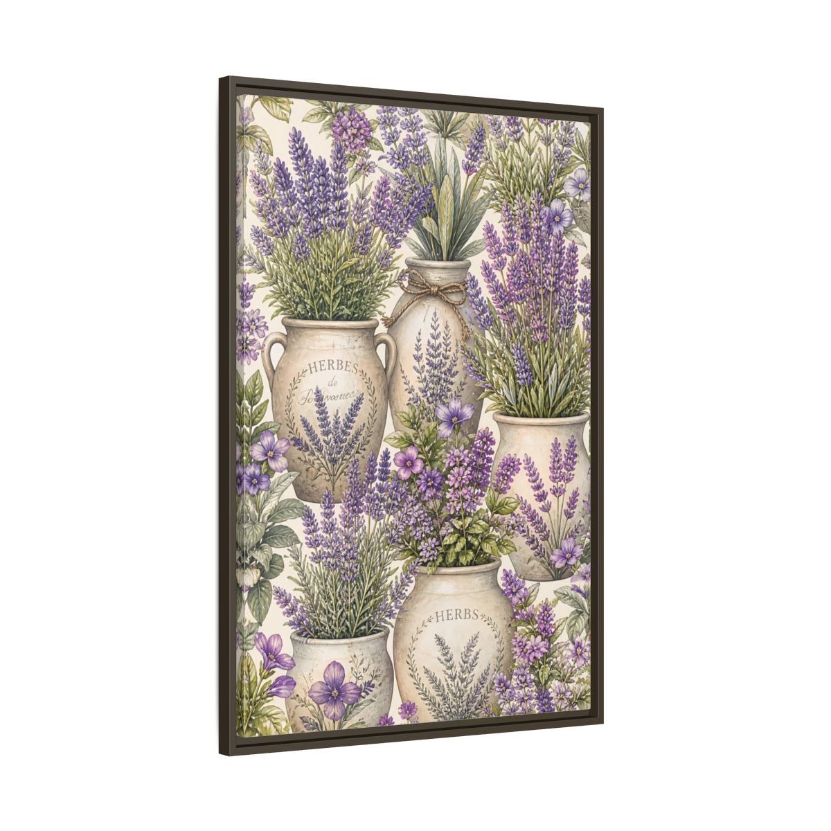 Main Mockup. Floral Lavender Purple Lavender shown as framed canvas print