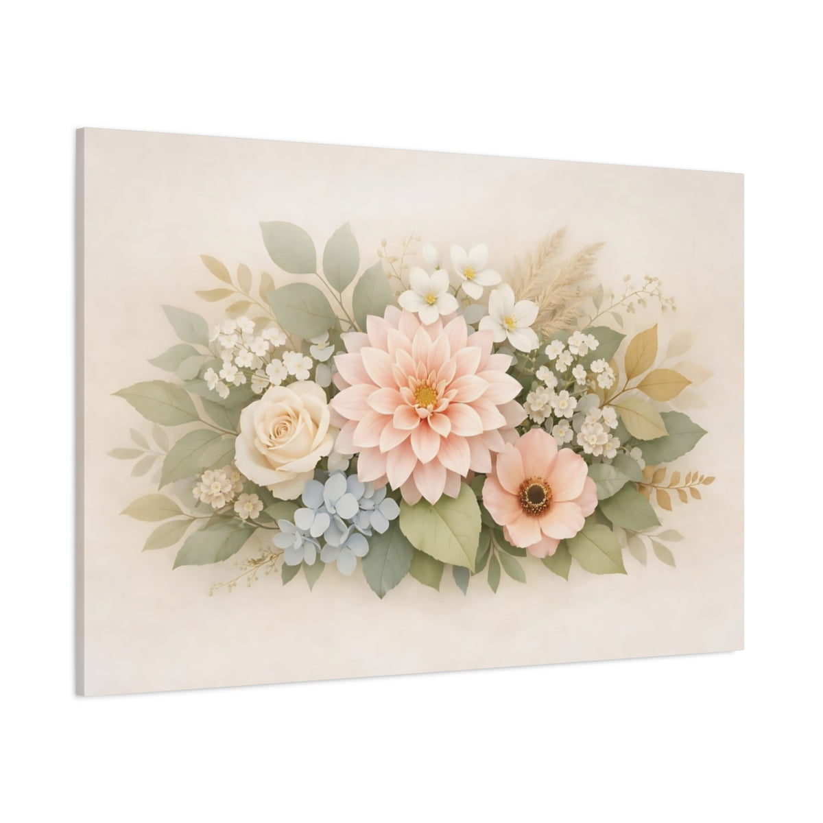 Floral Leaves Botanical shown as stretched canvas wall art
