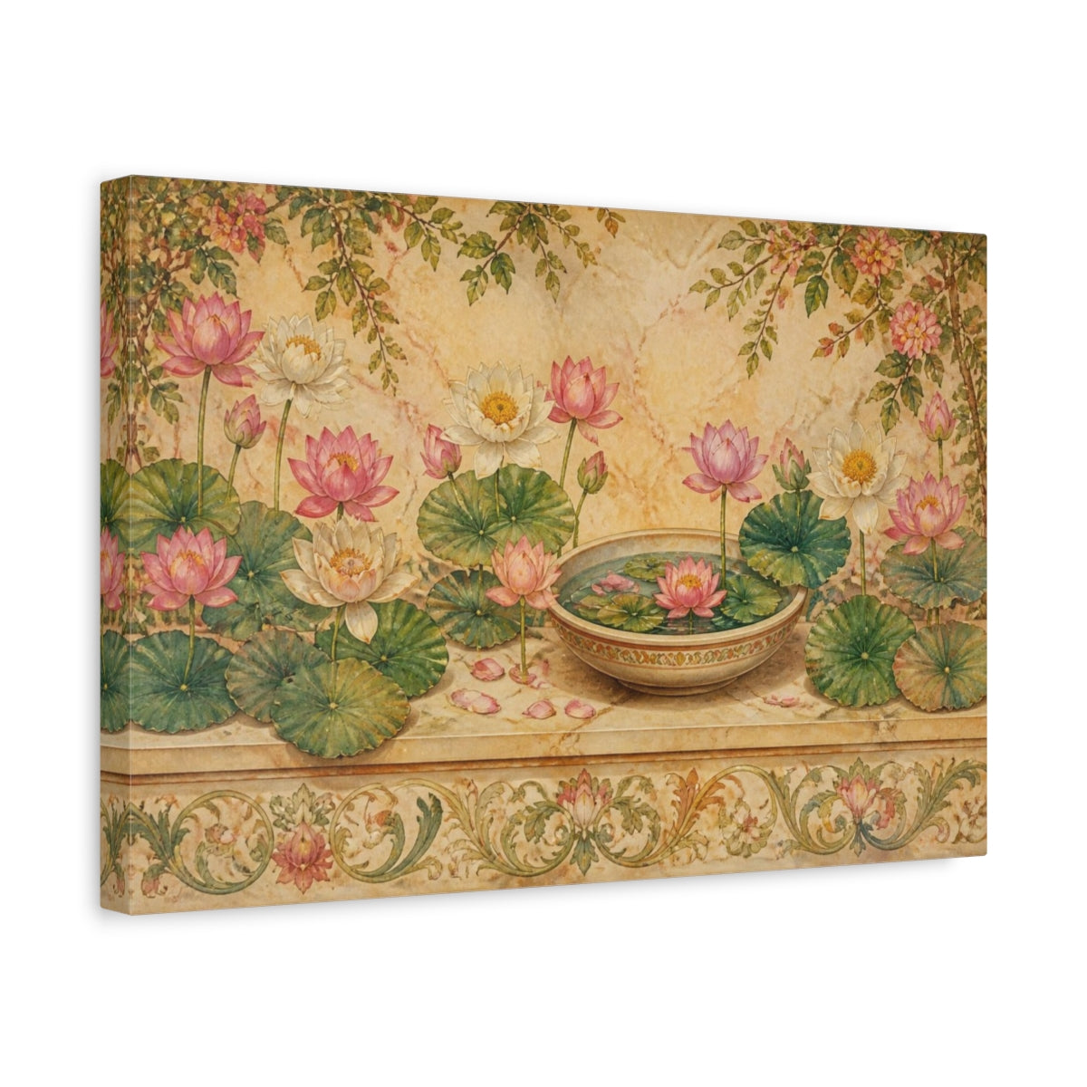 Side Mockup 4. Floral Lotus Bowl shown as canvas print