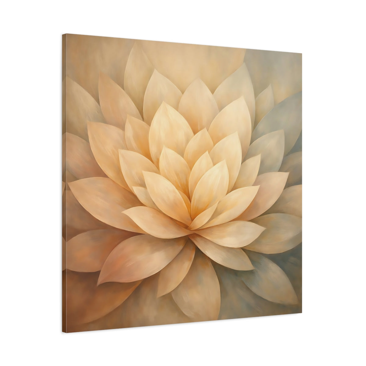 Main Mockup. Floral Lotus Flower Cream Lotus shown as stretched canvas wall art