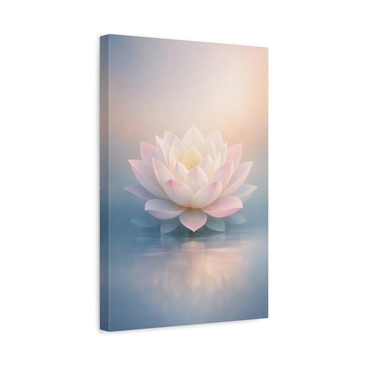 Side Mockup 4. Floral Lotus Flower Pink Lotus shown as stretched canvas wall art