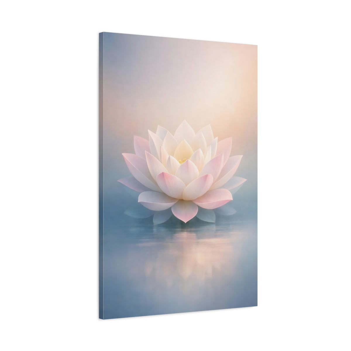 Side Mockup 1. Floral Lotus Flower Pink Lotus shown as stretched canvas wall art