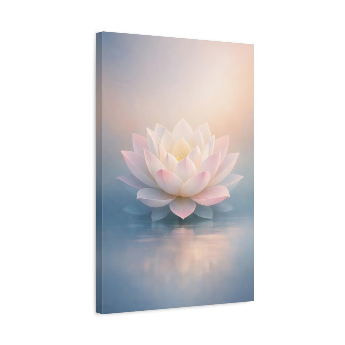 Side Mockup 3. Floral Lotus Flower Pink Lotus shown as stretched canvas wall art