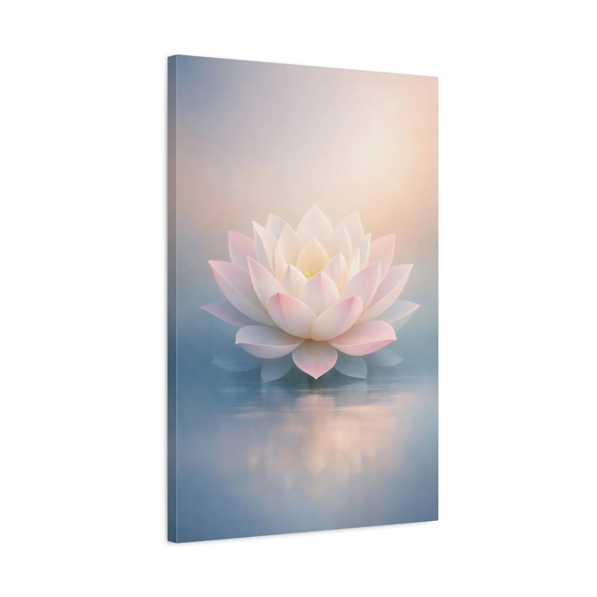 Side Mockup 2. Floral Lotus Flower Pink Lotus shown as stretched canvas wall art