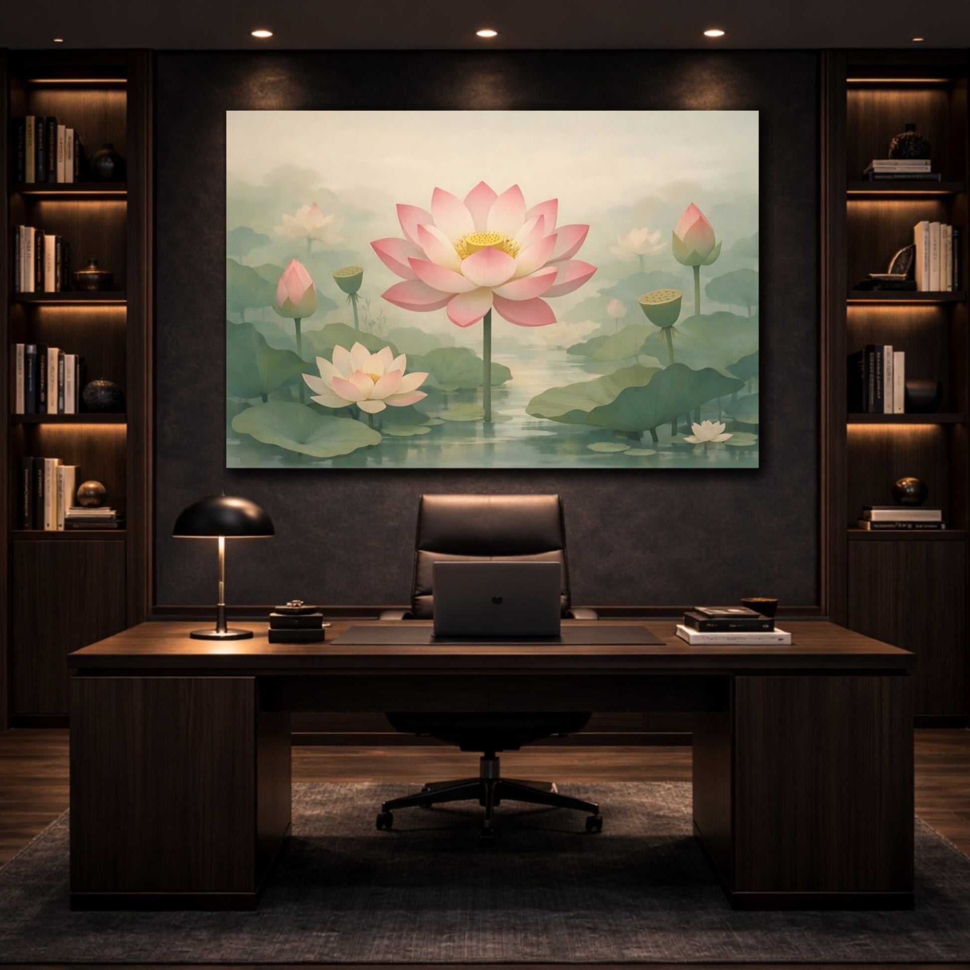 Floral Lotus Flowers Pink - Canvas Wall Art Print - YesArtYes