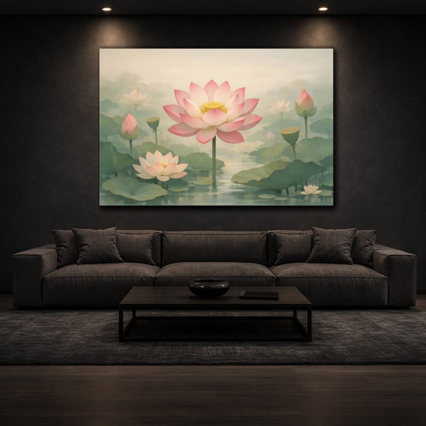 Floral Lotus Flowers Pink - Canvas Wall Art Print - YesArtYes