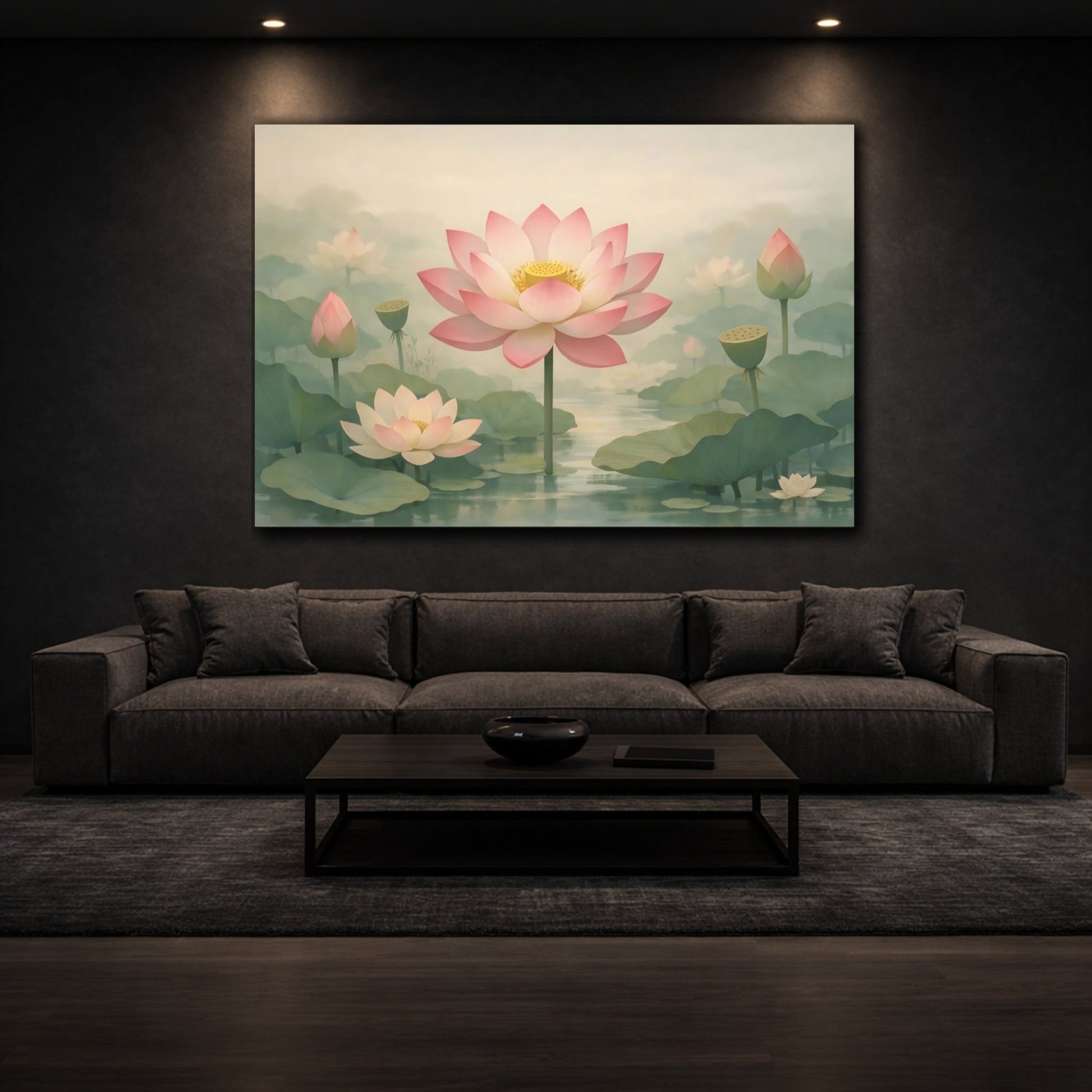 Floral Lotus Flowers Pink - Canvas Wall Art Print - YesArtYes