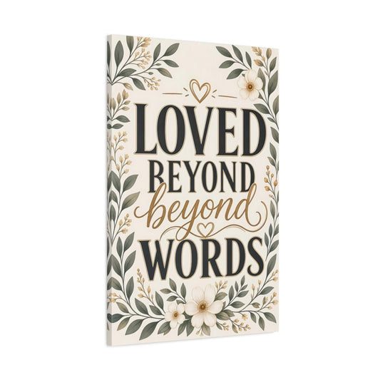 Floral Love Quote Neutral Canvas Print – Vintage Decor for Bedroom, Above Bed - YesArtYes