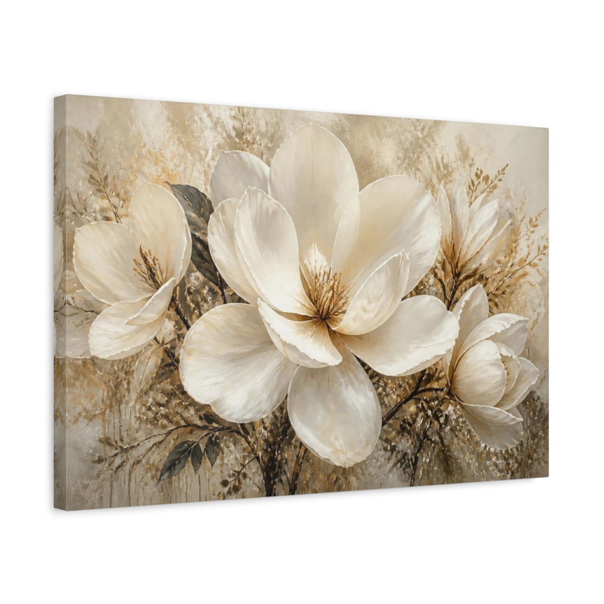 Side Mockup 3. Floral Magnolia Bloom shown as canvas print