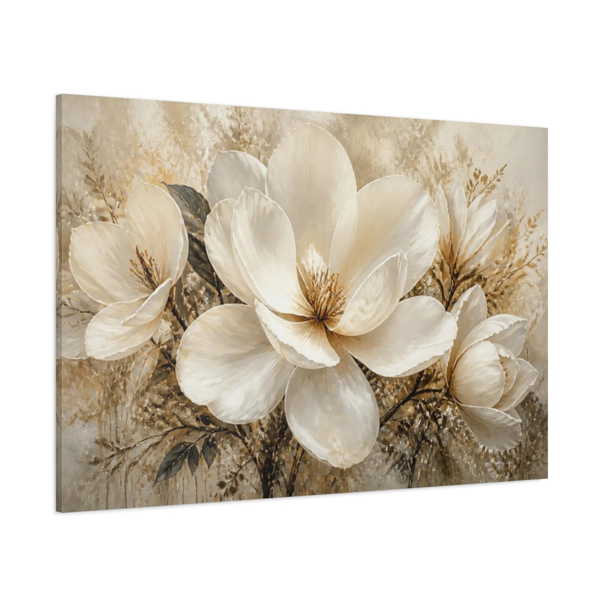 Side Mockup 1. Floral Magnolia Bloom shown as canvas print