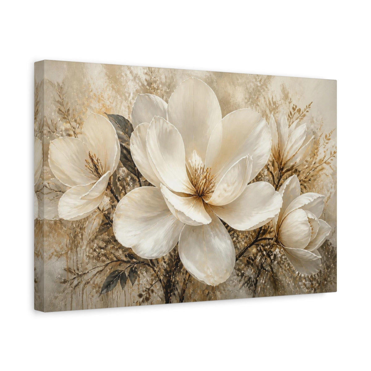 Side Mockup 4. Floral Magnolia Bloom shown as canvas print