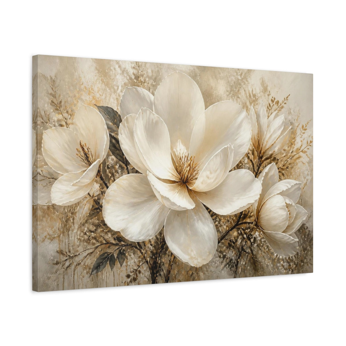 Side Mockup 2. Floral Magnolia Bloom shown as canvas print