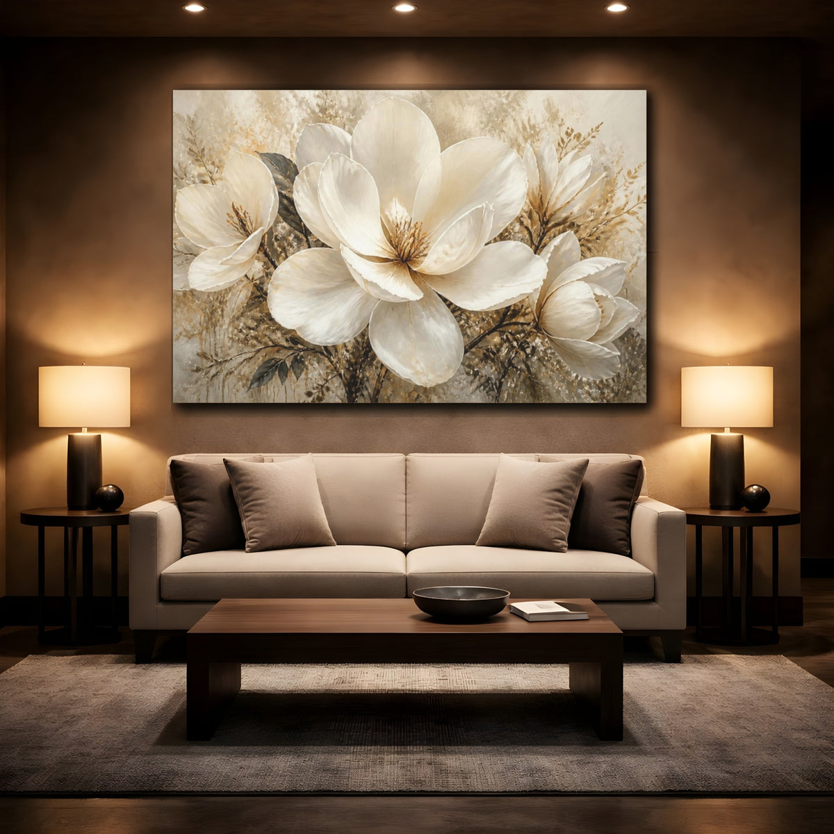 Mockup 2. Floral Magnolia Bloom shown as canvas print