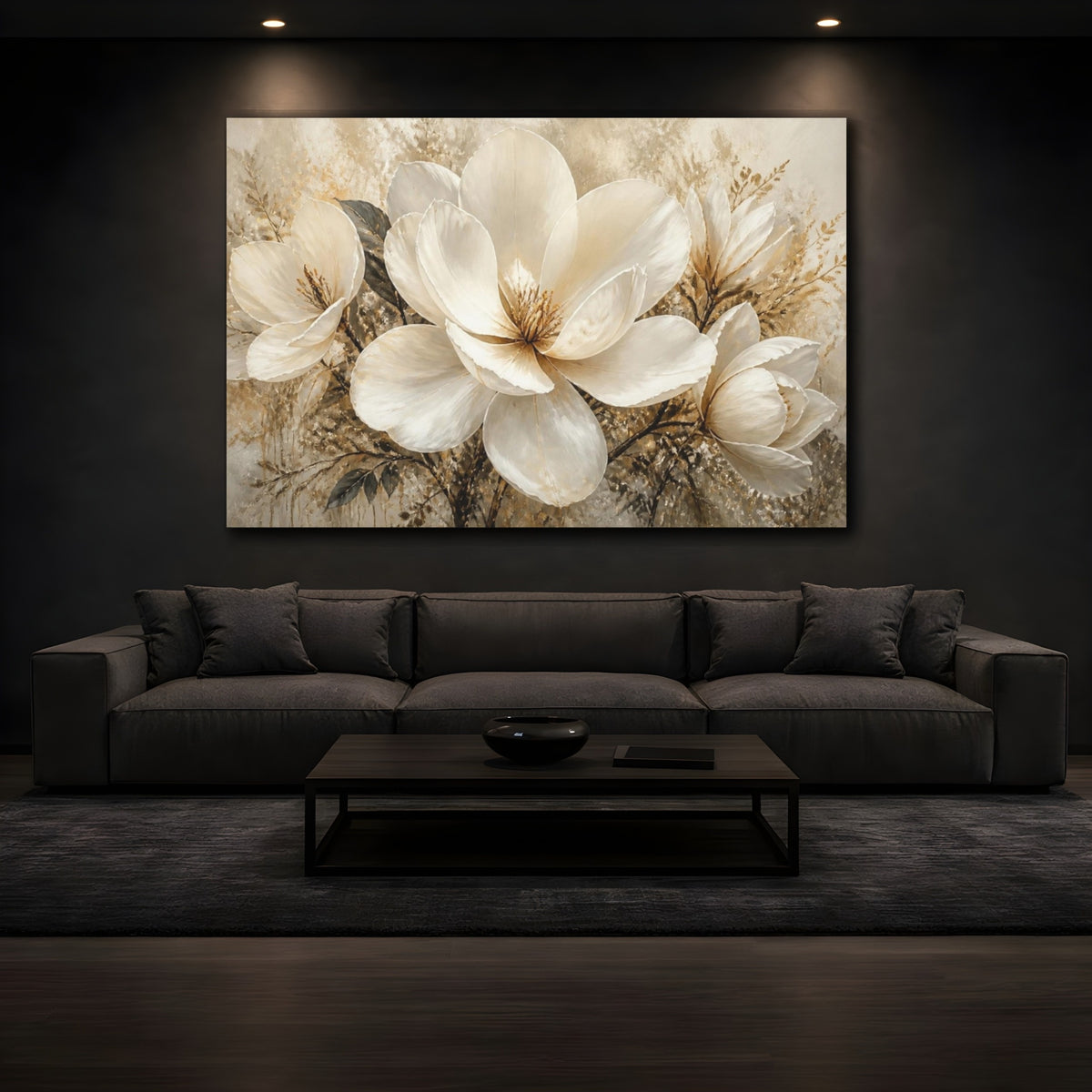 Mockup 3. Floral Magnolia Bloom shown as canvas print