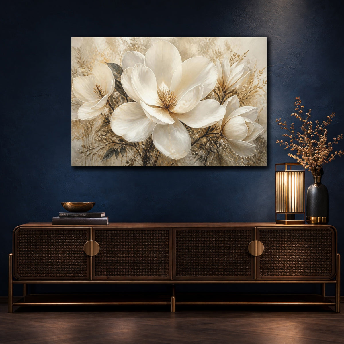 Mockup 4. Floral Magnolia Bloom shown as canvas print
