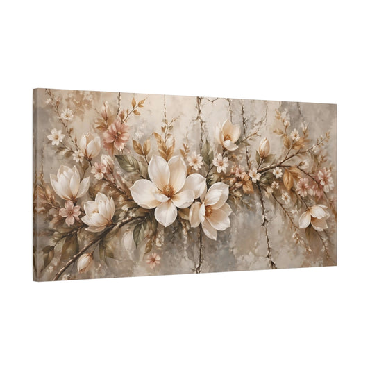 Main Mockup. Floral Magnolia Flowers Vintage Floral shown as stretched canvas wall art