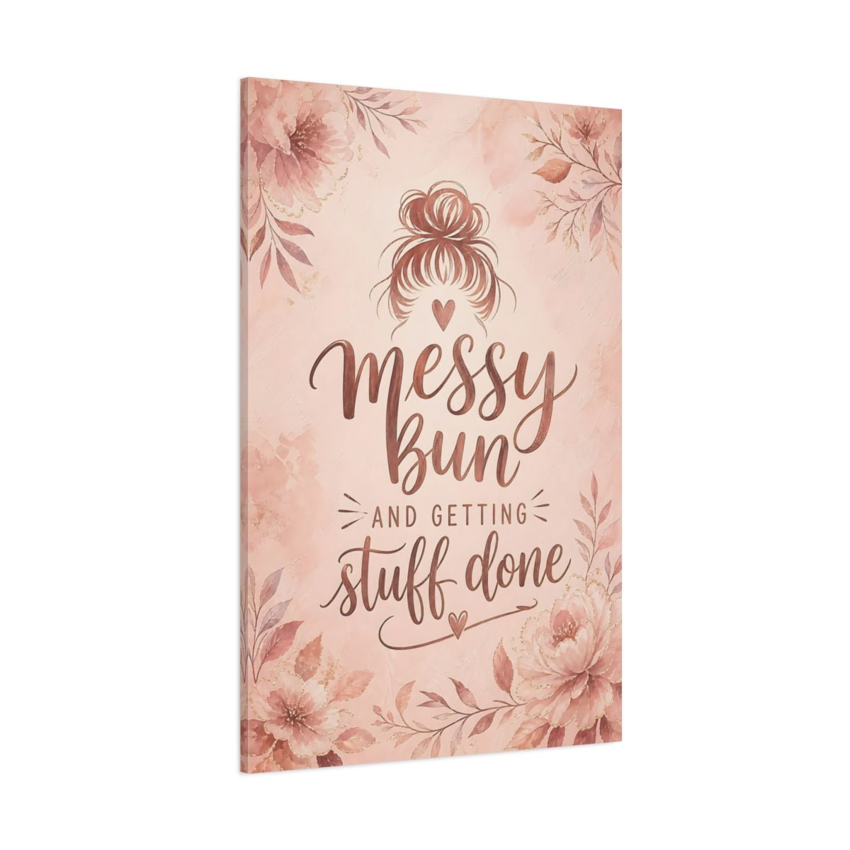 Floral Messy Bun Blush Pink Canvas Print – Bedroom, Wall, - YesArtYes