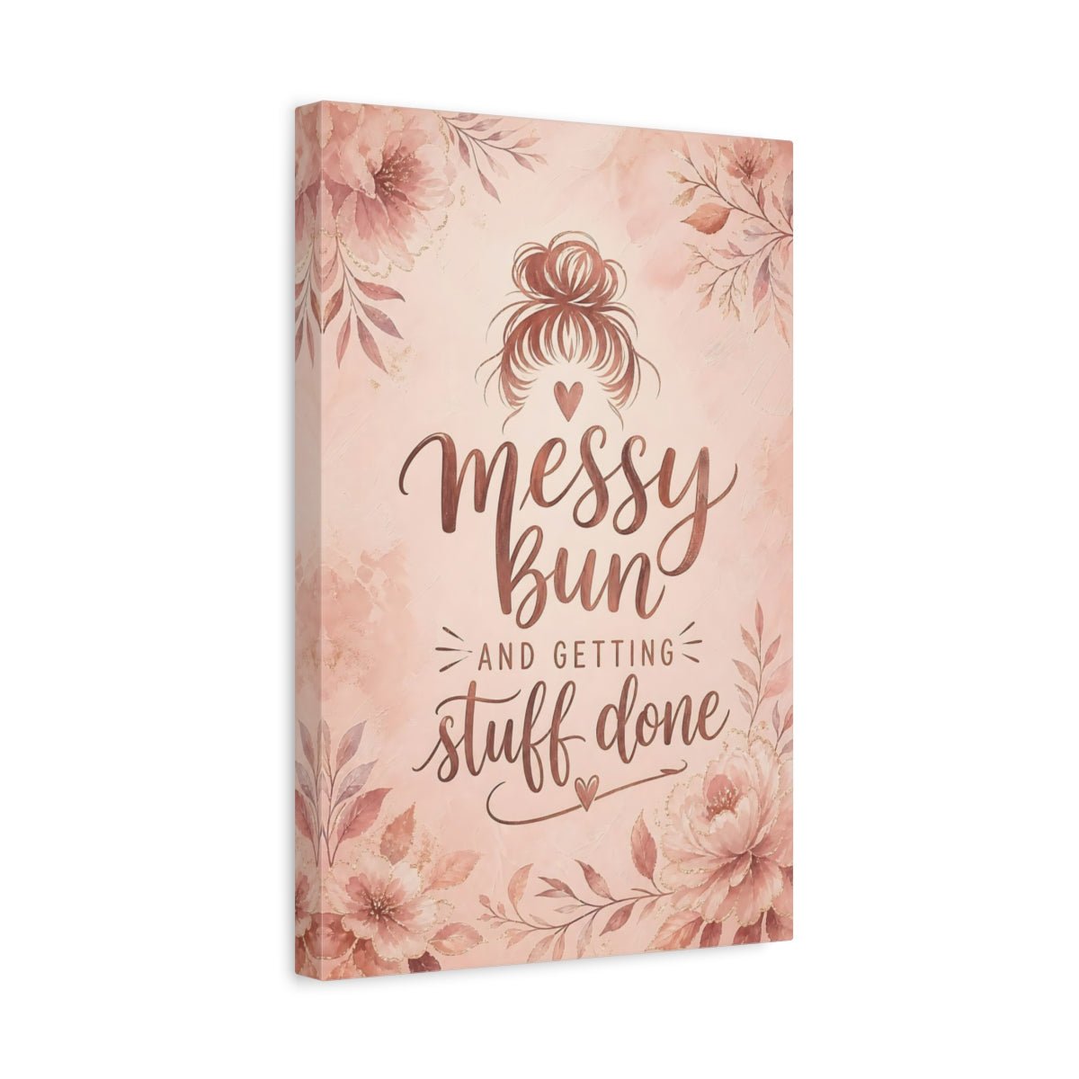 Floral Messy Bun Blush Pink Canvas Print – Bedroom, Wall, - YesArtYes