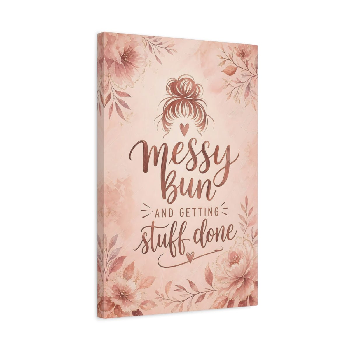 Floral Messy Bun Blush Pink Canvas Print – Bedroom, Wall, - YesArtYes