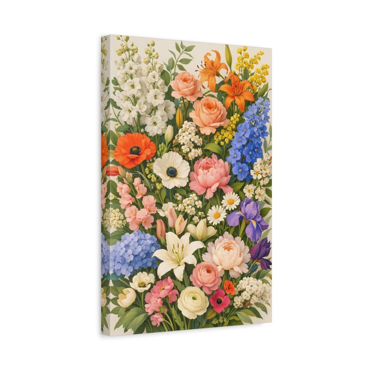 Floral Mixed Flowers Colorful - Canvas Wall Art Print - YesArtYes