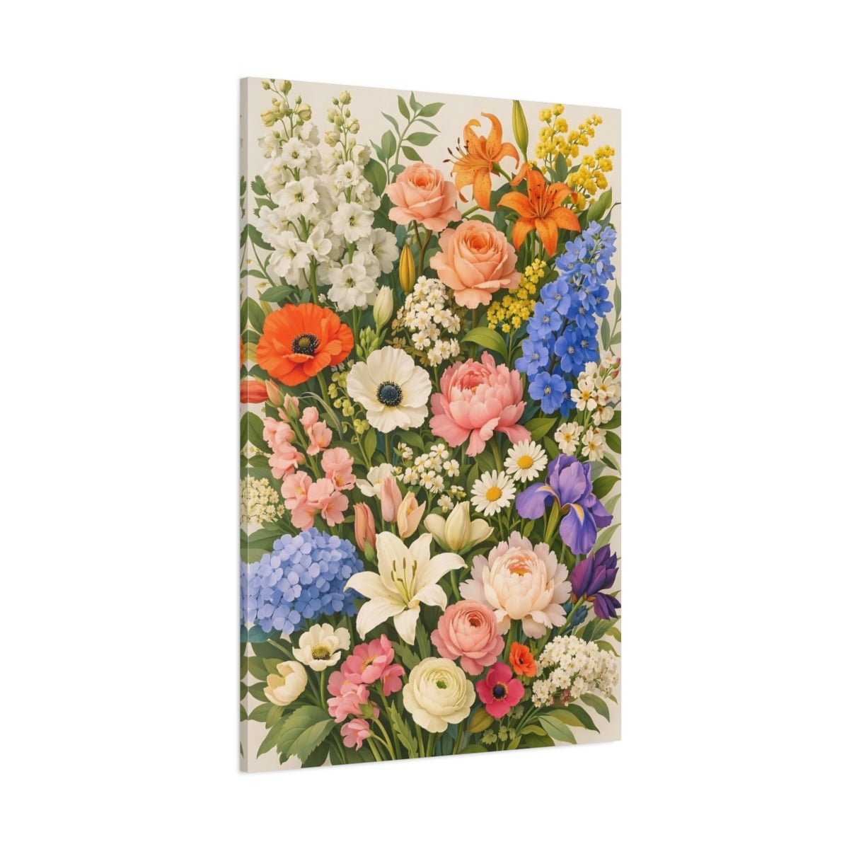 Floral Mixed Flowers Colorful - Canvas Wall Art Print - YesArtYes