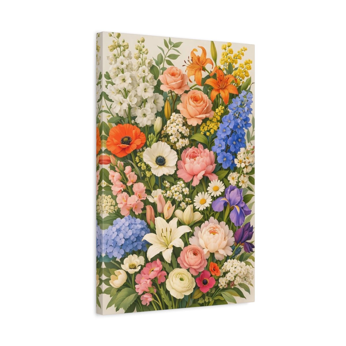 Floral Mixed Flowers Colorful - Canvas Wall Art Print - YesArtYes