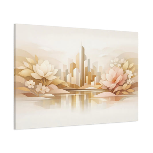 Floral Modern Abstract Skyline shown as stretched canvas wall art