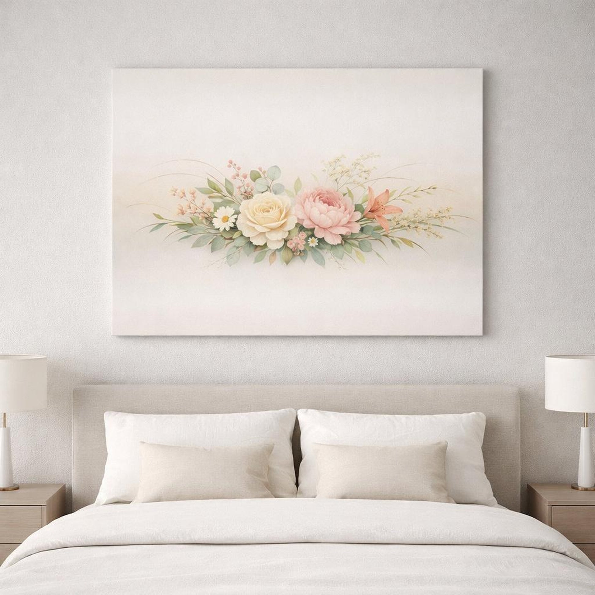 Floral Modern Lines shown as canvas wall art in a refined dining room