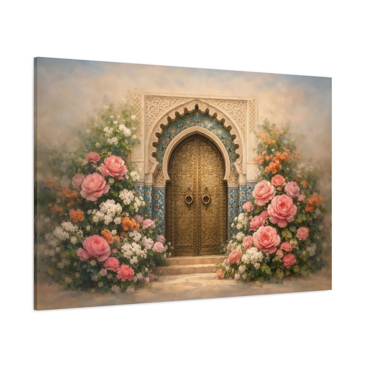 Floral Moroccan Door Ornate - Canvas Wall Art Print - YesArtYes
