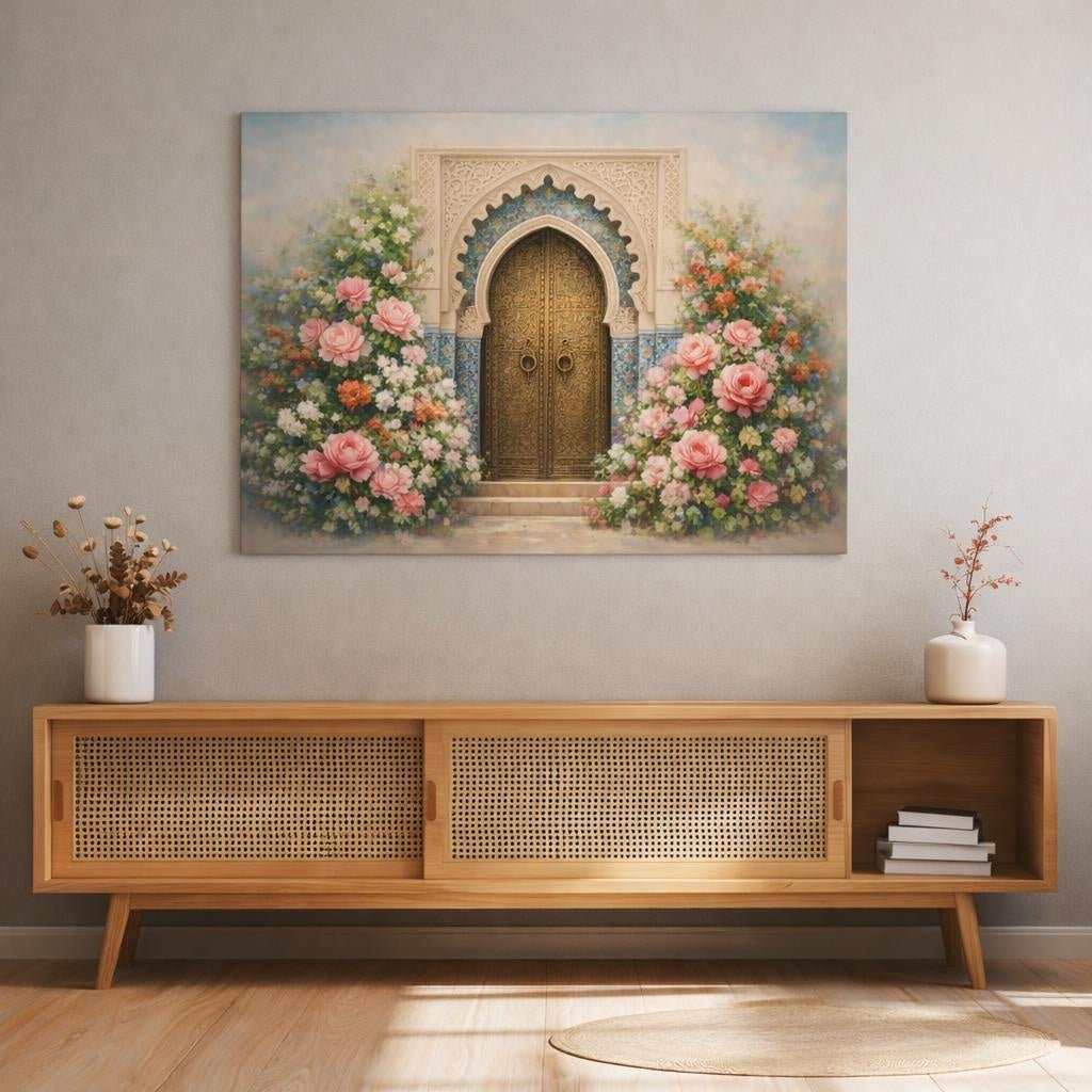 Floral Moroccan Door Ornate - Canvas Wall Art Print - YesArtYes