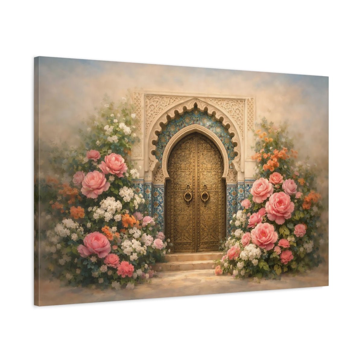 Floral Moroccan Door Ornate - Canvas Wall Art Print - YesArtYes