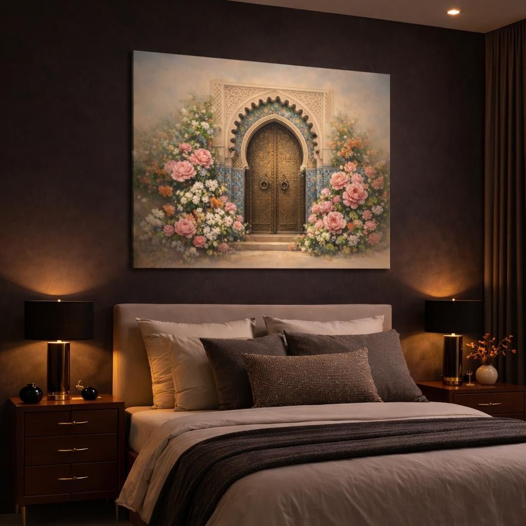 Floral Moroccan Door Ornate - Canvas Wall Art Print - YesArtYes