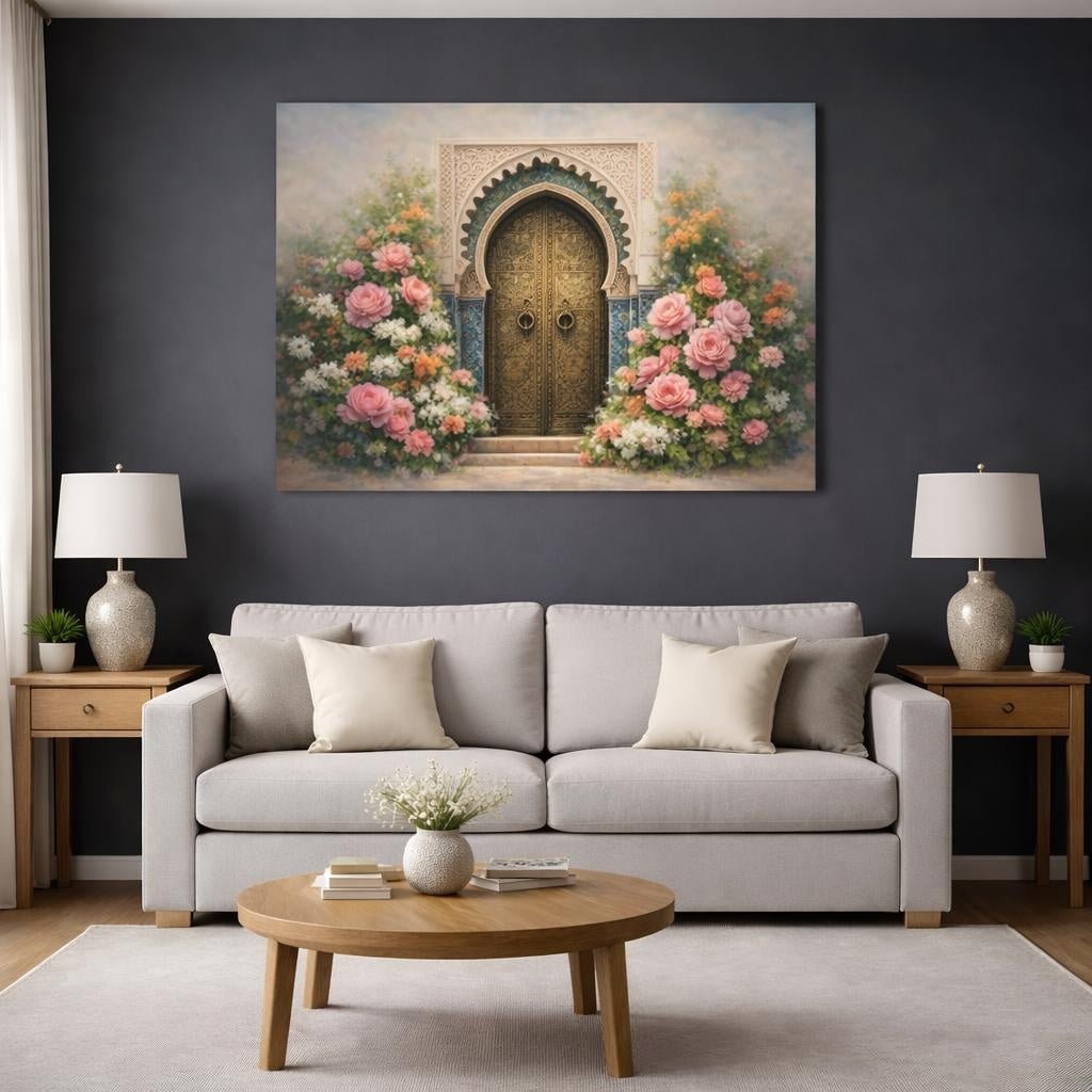Floral Moroccan Door Ornate - Canvas Wall Art Print - YesArtYes
