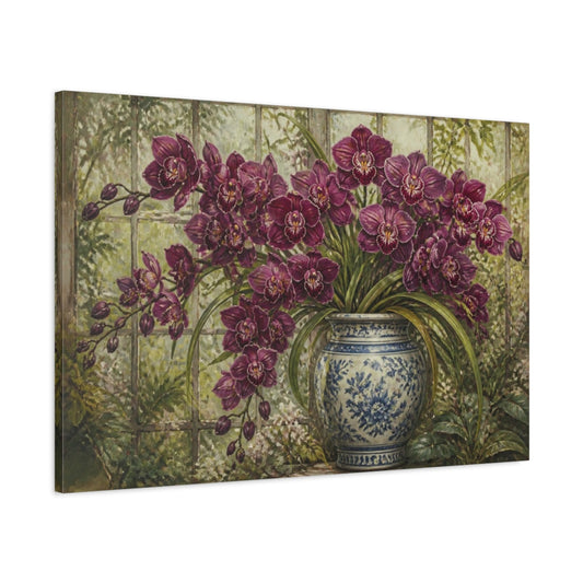 Main Mockup. Floral Orchid Arrangement shown as canvas print