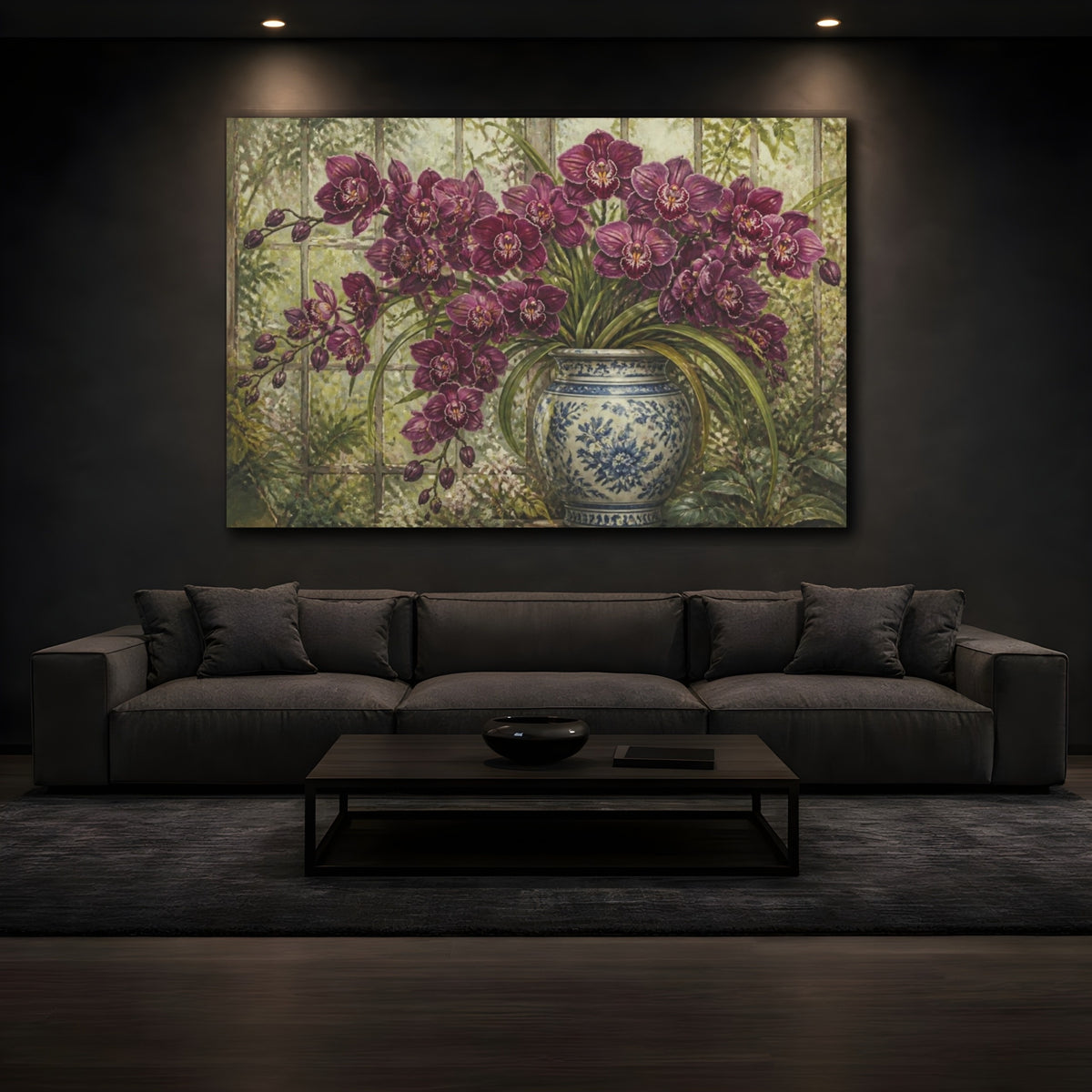 Mockup 3. Floral Orchid Arrangement shown as canvas print