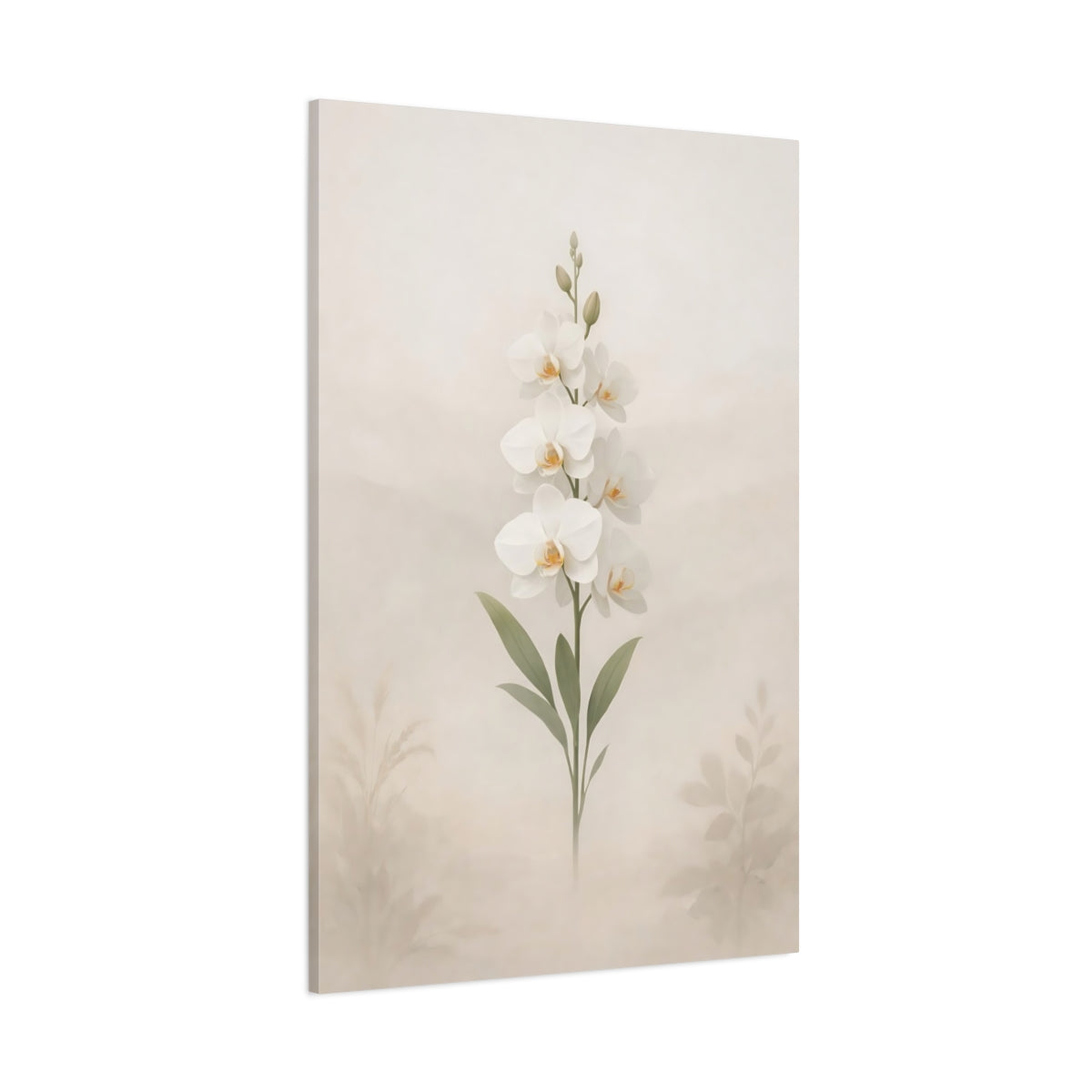 Floral Orchid White Orchid shown as stretched canvas wall art