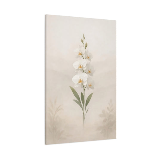 Floral Orchid White Orchid shown as stretched canvas wall art