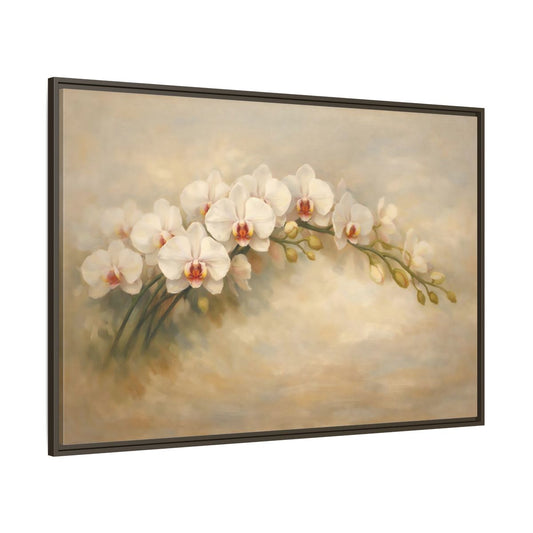 Main Mockup. Floral Orchid White Orchid shown as stretched canvas wall art