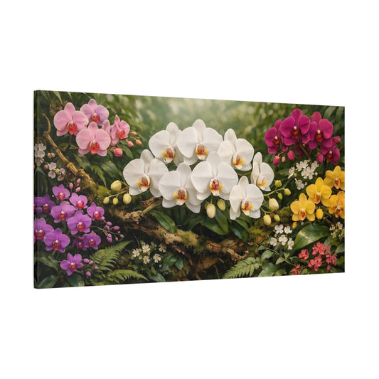 Main Mockup. Floral Orchids Colorful Orchids shown as stretched canvas wall art