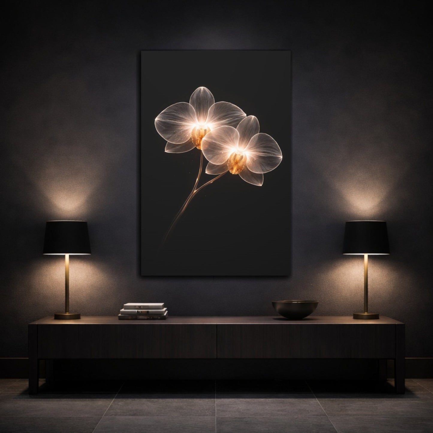 Floral Orchids White And - Canvas Wall Art Print - YesArtYes