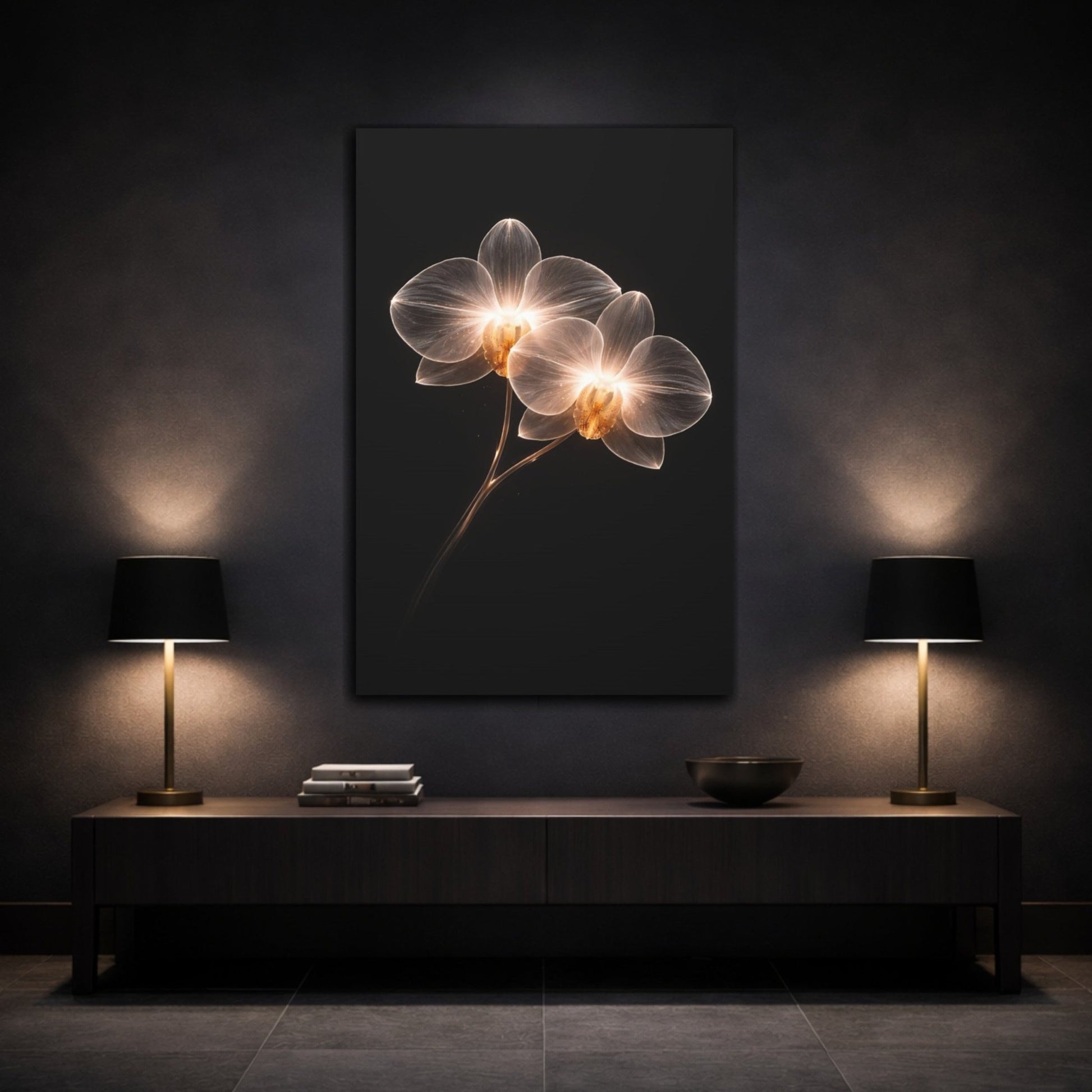 Floral Orchids White And - Canvas Wall Art Print - YesArtYes