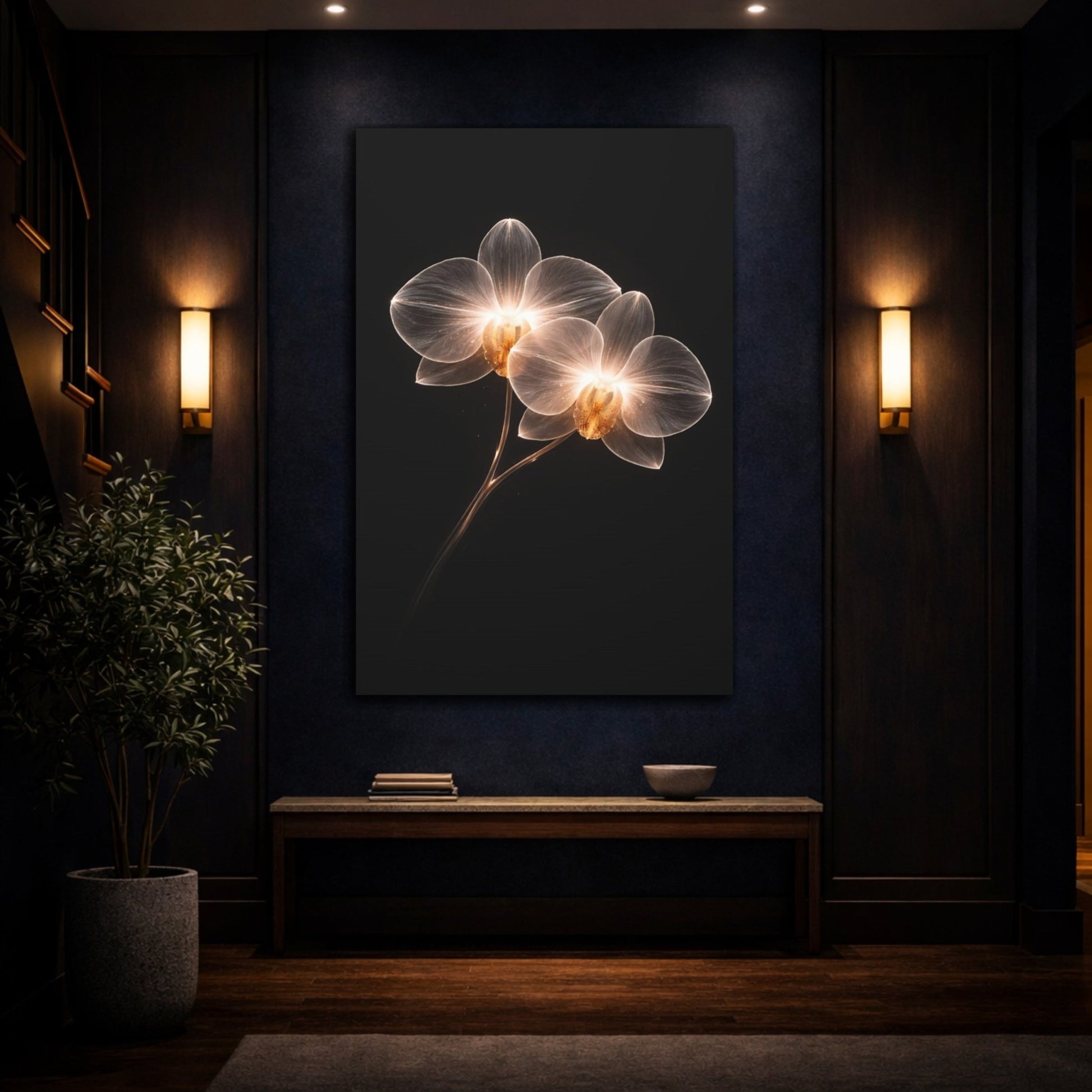 Floral Orchids White And - Canvas Wall Art Print - YesArtYes