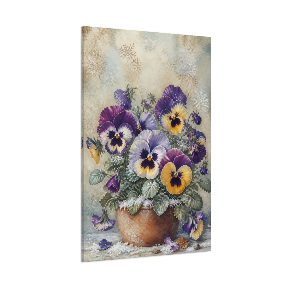 Floral Pansies Purple And Yellow Canvas Print – Living Room, Above Couch - YesArtYes