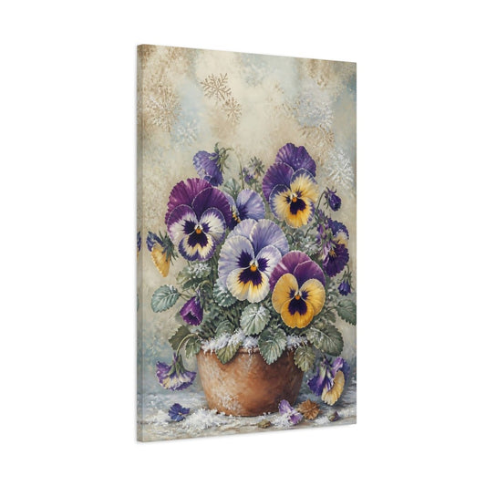 Floral Pansies Purple And Yellow Canvas Print – Living Room, Above Couch - YesArtYes